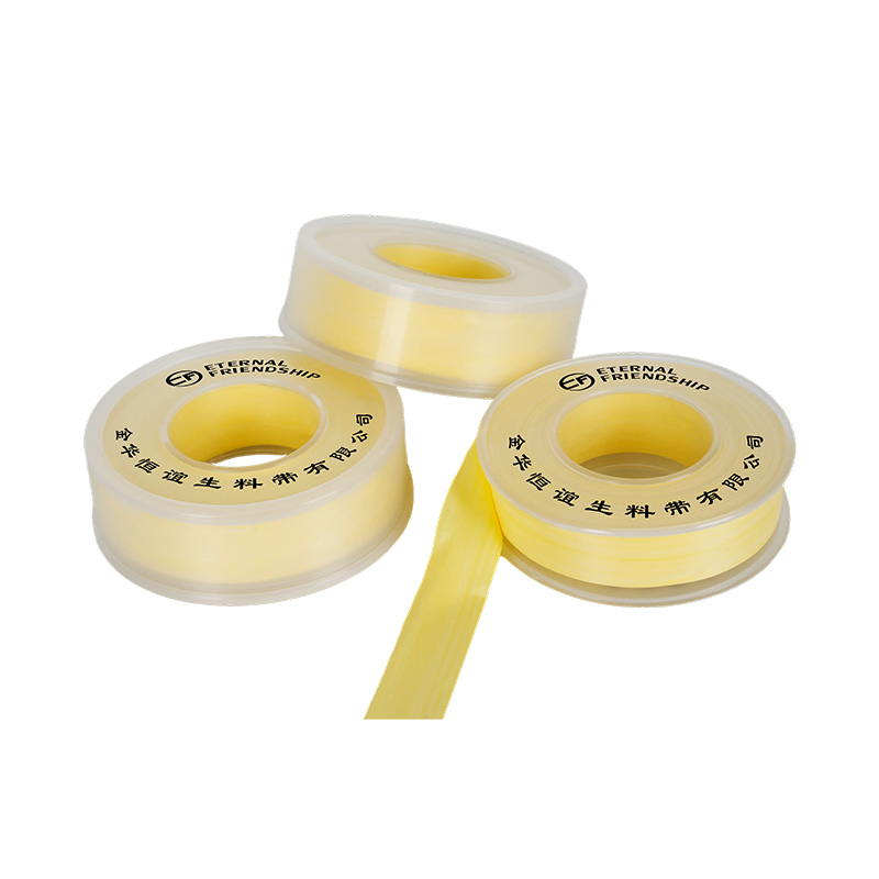 Cinta de fontanero de PTFE con sellado de hilo amarillo